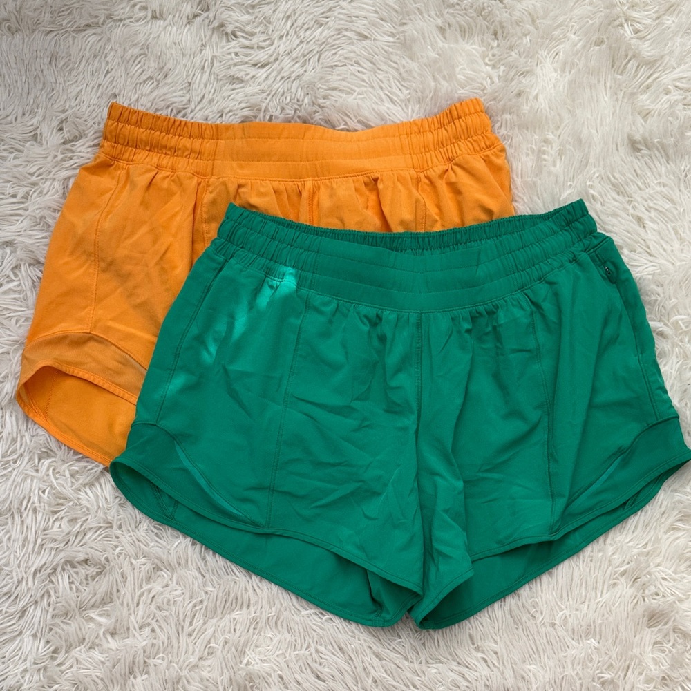 lululemon athletica Vibrant Athletic Shorts - Green and Orange